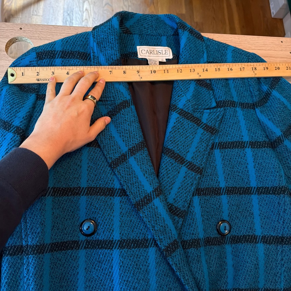 Carlisle Blazer Career 10 Blue Vintage Wool Plaid Structured Business - Picture 7 of 11